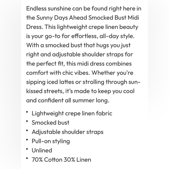 VICI- Sunny Days Ahead Smocked Bust Midi Dress - Picture 7 of 8